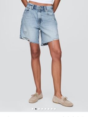 GAP Light Blue Distressed Denim Bermuda Shorts